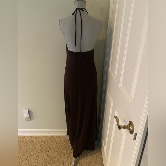 Maxi Halter Dress with Wooden Embellishment around neck - Picture 3 of 5